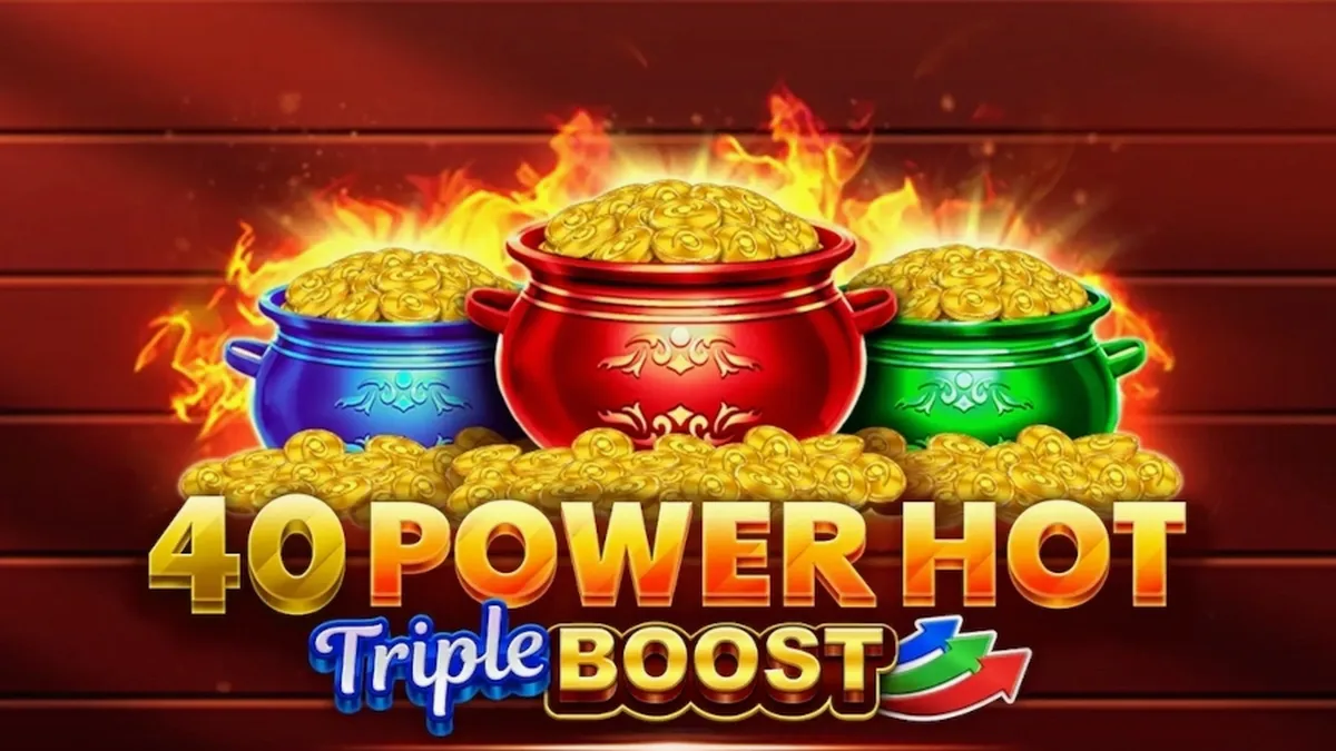 Tampilan visual mesin slot 40 Power Hot Triple Boost yang energik