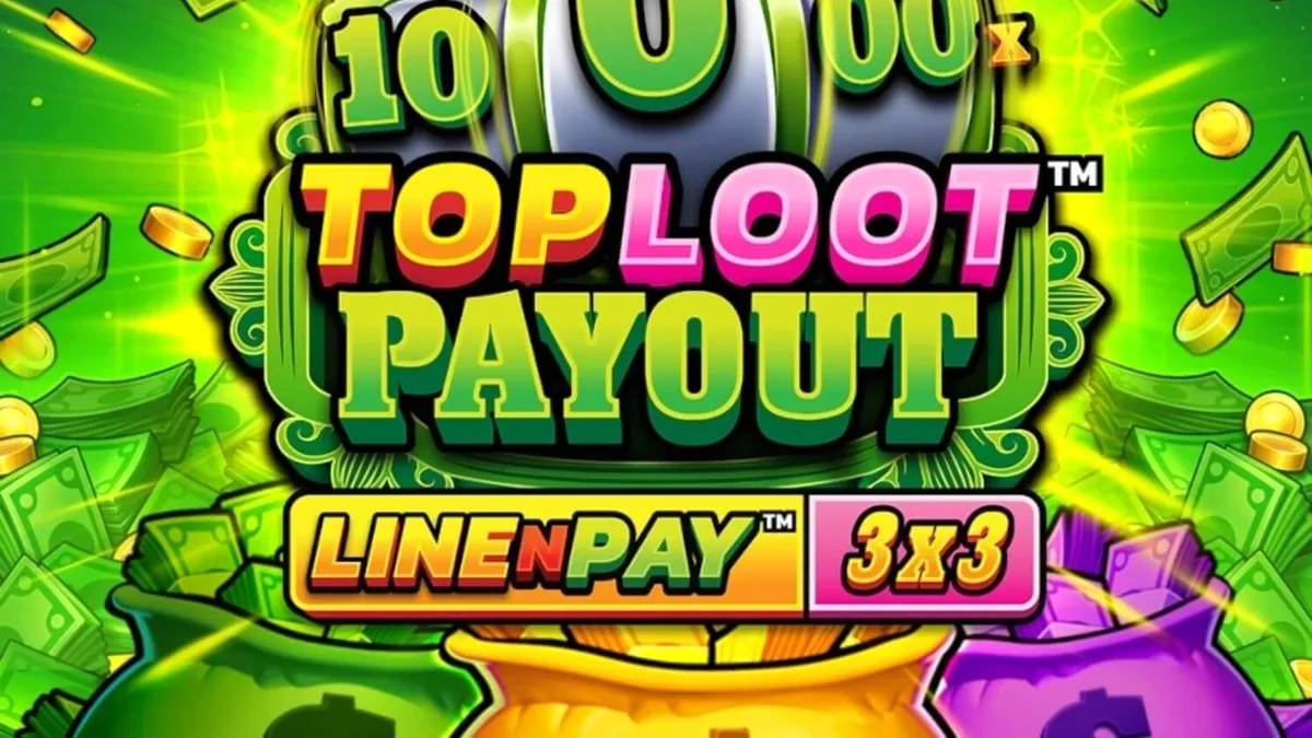 Tampilan visual slot TopLoot Payout LineNPay dengan latar belakang brankas emas.